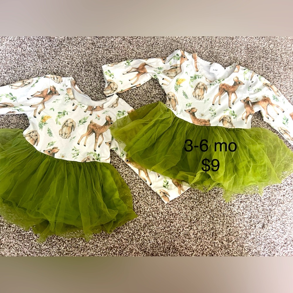 Twin GIRL 3-6m woodland animal dress